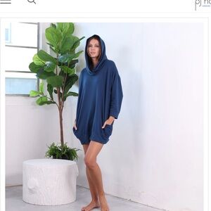 Urban MuuMuu Oversize Hoodie Lounger Tunic Sweatshirt Removable Hood Peacock